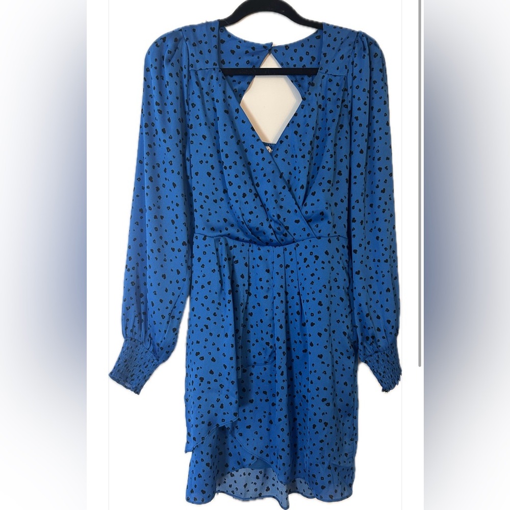 Heartloom blue cheetah print long sleeve dress